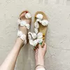 Sandaler White Lace Sandals Womens Flip Flat Bohemian Beach Shoes Plus Size Summer Fashion WSH3628 H240328ZX5E