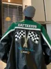 Gmiixder Männer Motorrad Baseball Uniform Oversize American Vintage Racing Jacke Herren High Street Bestickt Pu Leder Mantel 240320