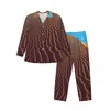 Startseite Kleidung Namib-Wüste Pyjama-Sets Landschaftsdruck Romantische Nachtwäsche Paar Langarm Vintage Schlaf Zweiteilige Nachtwäsche Große Größe