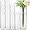 Vases 24 Pack Cylindre en verre haut pour pièce maîtresse Bougeoir flottant Fleur claire Fret en vrac Vase gratuit Accueil