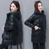 2023 inverno nuova giacca da donna Parka coreano allentato lucido Giù Cott cappotti donna Parka con cappuccio caldo casual Outwear soprabito Lady H4XM #