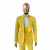 fi ternos de luxo amarelo brilhante para homens terno único breasted xale lapela traje elegante 3 PieceJacket + calças + colete conjunto completo k7eP #