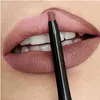 Vattentät matt Lipliner Pencil Sexig röd kontur Tint Lipstick Varaktande non-stick kopp Fuktande läppar Makeup Cosmetic 12Color A272