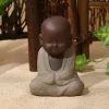 Skulpturer Buddha Statyer Små munkfärg Sand Ceramic Home Club Geomantic Decoration Purple Figurine Tea Pet Pet Pet