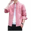 100% Cott Oxford Men's Solid Color Yellow-Blue-Pink Lg Sleeved Shirt Busin Fi Fit With Pockets Plus Size M-4XL- 5XL q7Oc#