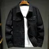 Simples dos homens Casual Denim Jaqueta Bonito Slim Fit Jacket Top Cott Stretch Confortável Jaqueta Preto Branco Khaki Exército Verde 35Kc #