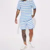 2024 Summer Casual Suit Mens Streetwear Kontrastowy kolor Kolor Polo Shirt Top Sports Shorts