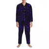 Accueil Vêtements Pyjama Violet Peinture Splatter Homme Abstrait Graffiti Chambre Chaude Vêtements De Nuit Automne 2 Pièces Casual Oversize Graphique Pyjama Ensembles