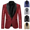 Männer Pailletten Blazer Designs Veet Gold Pailletten Anzug Jacke DJ Club Bühne Party Hochzeit Kleidung T1wa #