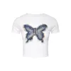 Women's T Shirts Slim-fit Short Blouse Female Summer Butterfly Top Functional Style Girl American Sleeve Feminist Clothes For Women