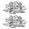 Candle Holders 2 Pcs Lotus Candlestick Wedding Decoration Candleholder Decorations Container Glass Decorative Crystal Exquisite