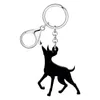 Porte-clés weveni acrylique gentleman dobermann chien chiot porte-clés porte-monnaie anneau de voiture cadeaux accessoires pour femmes enfants adolescents