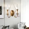 Wandleuchte Vintage Gold Lampen Kristallperle Wandleuchte Französisch Antik Licht Nachttisch Kopfteil Schlafzimmer Luxus für Wohnkultur