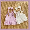 Vêtements de chien dentelle Sling fille vêtements été Bowknot petite robe Bichon Teddy mariage princesse jupe pour animaux de compagnie Bikini