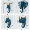 Trilhos bonitos dos desenhos animados animais cabeça forma decorativa ganchos de resina elefante veado cabide gancho ouro preto corredor armário guarda-roupa