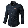 mens Katoen Militaire Shirts Mannen Lange Mouwen Casual Dr Shirt Mannelijke Cargo Werk Shirts Heren Werken Shirts 574A#