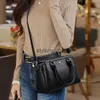 Topphandtagspåsar Multi-Pocket Handväska Pures äkta kohudsläder axelväska lyxig designer crossbody messenger sac elegant tote för kvinnor h240328