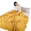Blankets Waffle Grid Thicken Double Layer Fluffy Blanket Pure Color Office Sofa Toweling Air Conditioning Cover Decor Home