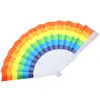 Decorative Figurines 23CM Rainbow Folding Fan Lovers Durable Fabric LGBTQ Gift Gay Wedding Decors