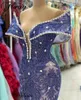 Robes De piste bleu marine sirène célébrité avec cristaux épaules dénudées soirée spéciale robes De Noche tapis rouge Dresse