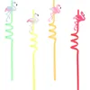 Engångskoppar Straws 4 PCS Spiral Straw Festival Drinking Decorative Toy Födelsedagsfest FUN FAVUL REBERABLE Cocktail Cartoon