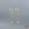 Boucles d'oreilles créoles en argent Sterling 925, boucles d'oreilles en Zircon exquises, goutte de pompon pour femmes, bijoux de fête d'anniversaire, cadeau BSE822