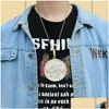 Pendant Necklaces Mens Big Size Iced Out Spinner Round 44 Medallion With Hip Hop Cuban Chain Necklace Fashion Kpop Icy Jewelry Drop D Dhs1U