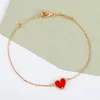 Pendants Classic Selling Rose Gold Red Chalcedony Heart-shaped Necklace Bracelet Set Women's Fashion Jewelry