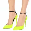 Sukienka buty fluorescencyjne zielone tacones para mejr cukierka kolor chaussures femme ete kostki pasek pojedynczy kryształy super wysokie