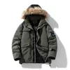 2023 New Men Winter Parka Fleece Lined Thick Warm Hooded Fur Collar Coat Male Size Winter Plush Jacket Autumn Work Outwearing 72Py#