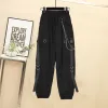 Spring Autumn Women Chain Cargo Pants+Chian Blus+Chain Vest Women Streetwear Harajuku 3 Piece Set For Women Pants 92EW#