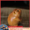 Sculpturen Klifcipres Houtsnijwerk Schattige kleine muis Handdecoratiestuk Massief hout Zodiac Kleine hamster Thee Huisdier Kantooraccessoires