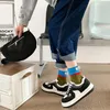 Women Socks Contrast Colored Women's High Top Pile Up Korean Version Of Spring/summer Cotton