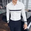 Herfst Lg Mouwen Slim Fit Casual Busin Formele Dr Shirts Ribb Decorati Sociale Party Office Shirts Mannen Kleding b8gX #