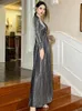 Casual Dresses Luxury Prom Women's Elegant Noble Twisted Bright Silk Pleated Large Hem Robe Evening Party Host Fashion Vestidos Runway