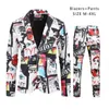 2st Playing Cards Poker Print Suits For Men Blazer Jacket Korean Fi Party Prom Compude Set Pants Mens Blazer Verde HOMBRE L1DO#