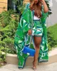 Özet Baskı Batwing Sleep Hardigan Şort Seti Kadınlar Eşleşen Setler İki Parçalı Top Suit Plaj Giyim Tatil 240328