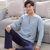 Streep 100% Katoenen Pyjama Sets Mannen Lange Mouw Pijama Set voor Mannelijke S-XXXLSize Slaap Kleding Nachtjapon Nachtkleding Man Pyjama Pak 240314