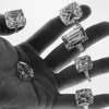 Кольца кластера Восемь стилей огранки 100% стерлингового серебра 925 пробы с бриллиантами для свадьбы и помолвки Коктейльные женские ювелирные изделия с муассанитом2631