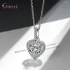 Kedjor Fashion Simple 925 Sterling Silver Cubic Zircon Heart Pendant Necklace Link Chain Rhinestone Women Jewelry Gift Bijoux