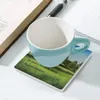 Sottobicchieri da tavolo Green Pastures Psalm Sottobicchieri in ceramica (quadrati) per tazze Set da caffè in ceramica personalizzata