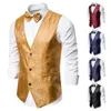 Robe de ncios formelle ajustée pour hommes, chaleco estampado de un solo pecho c cuello en V, chaleco de traje c pajarita, robe double y51y #