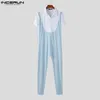 2023 Men Jumpsuits Patchwork Lapel Short Sleeve Fitn Fi Casual Rompers Streetwear Leisure Men's Overalls S-5XL INCERUN V6iq#