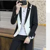 2023 Spring Splicing 2 Piece Suit Men Busin Casual Suits Streetwear Party Prom Wedding Suits Fi Blazer Trousers p3qI#