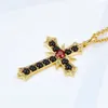 Hängen Natural Garnet Black Agate S925 Silver Gold Plated Pendant Halsband Kvinnor Cross Designer Stye Chic Choker Halsband 2024