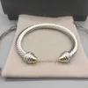 bangle vrouwen Dikke vrouw armbanden designer Ronde 7mm luxe bedelarmband Hoofdsieraden Kleurscheiding Armband Gesp Sterling Zilver met 18k Verguld