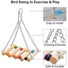 Autres fournitures d'oiseaux Jouets de perroquet Jouets de balançoire suspendus en bois Hamac à mâcher Échelles d'escalade debout Perches Accessoires de cage pour animaux de compagnie