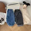 7277 Baby Boys Denim Pants Solid Color Infants Jeans Casual 240318