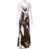 Casual Jurken Soefdioo Abstract Print Maxi Hemdje Jurk Vrouwen Sexy Mouwloos Laag Uitgesneden Lichaam Vormgeven Gewaad 2024 Mode Vestidos Party