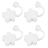 Gobelets jetables pailles 4 pièces | Bouchon anti-poussière en acier inoxydable, capuchons de protection, embouts de prise, couverture fille blanche